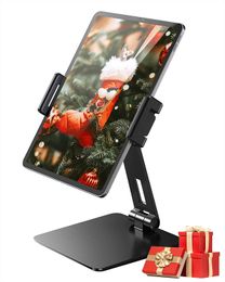 iPad Stand Adjustable-Heavy Aluminum Alloy Tablet Stand for Desk, 360° Swivel Foldable iPad Pro 12.9 Holder
