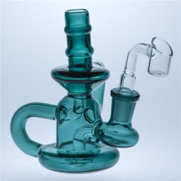 Dark Green Buoy Base Bongs Recycler Dab Rig Glass Water Bong Smoking Hookah 14mm Joint Banger Glass Bong Cheap Glass Water Bongs