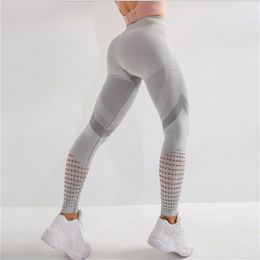 NICERES Seamless Gym Leggings High Waist Hollow Out Sexy Push Up Running Tight Yoga Leggings Sport Pants Women Fitness LJ200814