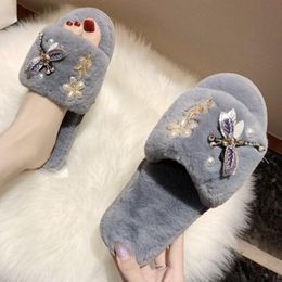 Autumn Women Slippers New Plush Slippers Home Shoes Ladies Furry Indoor Non-slip Flip Flops warm Fluffy Women Shoes xx641 X1020