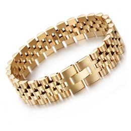 15mm Fashion Stainless Steel Hiphop watch strap Chain Bracelets For Women Punk Rock Luxury Gold Men Watchband Jewellery Bracelets Bangle