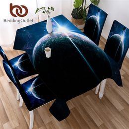 BeddingOutlet Galaxy Tablecloth 3D Earth Moon Table Cover Home Decoration Outer Space Universe Rectangle Waterproof Table Cloth T200707