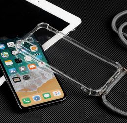 Cord Neck Strap Phone Collar Clear flexible Soft TPU Case for Samsung Galaxy Note 20 Ultra S20 Plus S10 S10E S9 S8 S7 edge Note 10+ Note 9 8