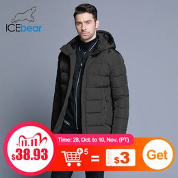 ICEbear Winter Jacket Men Hat Detachable Warm Coat Causal Parkas Cotton Padded Winter Jacket Men Clothing MWD18821D 201104