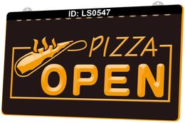 LS0547 Pizza Open Restaurant 3D Engraving LED Light Sign Wholesale Retail
