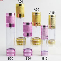 15ml 30ml 50ml Refillable Airless Pump bottles Gold Pink Mini Portable Vacuum Cosmetic Treatment Travel bottlegood qualtity