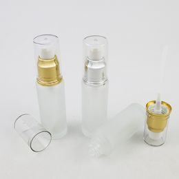 20ml 30ml cosmetic facial Cleanser wash cream glass liquid emulsion serum lotion spray bottle with golden silver pump 300pcs