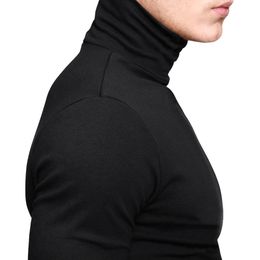 2021 New Men Fashion T Shirt Tees Slim Tops Male Stretch T-shirt Turtleneck Long Sleeve Tee Shirts High Collar Men's Cotton Tees 201203
