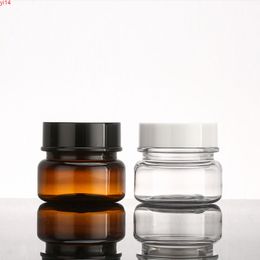 60g X 24 Stronger PET Jar Screw Caps Empty Cream Plastic Container Clear Brown Cosmetic Pot Jars Makeup Bottles 2OZhigh qualtity