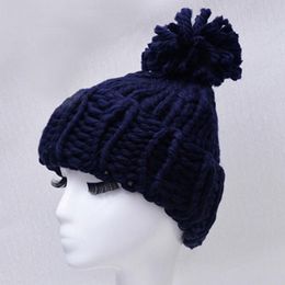 Wool fashion Winter Beanies Warm Hat Unisex Warm Soft Skull Knitting Cap Hats Coarse For Men Women Crochet Caps Y201024
