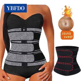 YBFDO Ladies Corset Sweat Weight Loss Compression Trimmer Workout Fitness Shaper with Zipper Waist Trainer slimming Belt LJ201210