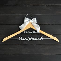 Custom Wedding Hanger with bowknot, Two Line Name Hanger, Personalized Bridal Hanger, Bridesmaids Name Hanger Wedding Gift 201219