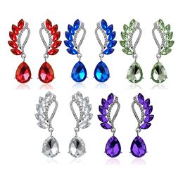 Europe and America Crystal Jewellery Long Earrings For Women Wing Water Drop Wedding Party Earrings Fashion Jewellery