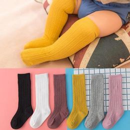 Toddler Baby Socks Cotton Girl Knee High Long Sock Solid Colour Newborn Boys Socks Infant Footwear 12 Colours DW6293