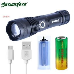 Zoomable Led Xhp50 Usb Charging Use 26650 18650 Battery Hunting Adventure Night Walk Powerful Tactical Flashlights Torches