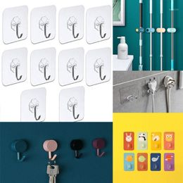 Hooks & Rails 4/5/10PCS Door Hook Adhesive Wall Transparent Anti-skid Traceless Heavy Duty Stick On Bathroom Kitchen Stickers