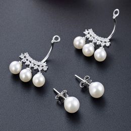 Fashion Ins S Sterling Sier Pearl for Women Girls Fashion Designer Diamond Zirconia Stud Earrings Jewelry Anti Allergic