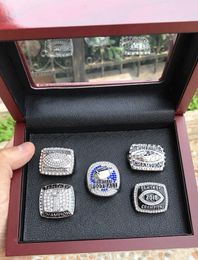 5pcs 2015 2016 2017 2018 2019 Fantasy Football Team Champions Championship Ring with Wooden Box Set Souvenir Men Fan Gift 2020292V