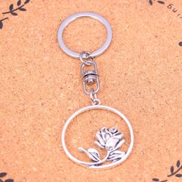 Fashion Keychain 36*33mm rose flower Pendants DIY Jewellery Car Key Chain Ring Holder Souvenir For Gift