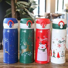 Custom Promotional 12oz 17oz Bottle Christmas Santa Claus Insulated Vacuum 304 Stainless Steel Xmas Bottle Gift