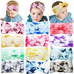 12 Pcs Tie Dye Super Stretchy Soft Knot Baby Girl Headbands with Hair Bows Head Wrap For Newborn Baby Girls Infant Toddlers Kids LJ201226