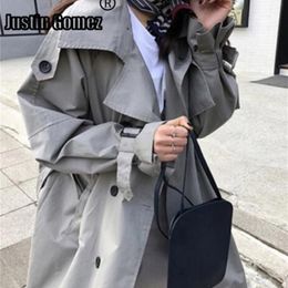 Brand Famou Double Breasted Vintage autumn winter cloths Outwear Long Trench Coat mujer chaqueta 201211