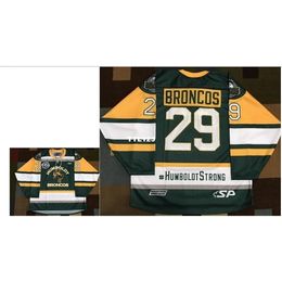 Real Men real Full embroidery #29 Humboldt Broncos GREEN Broncos #humboldtstrong hockey Jersey or custom any name or number HOCKEY Jersey