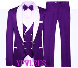 Classic One Button Handsome Groomsmen Shawl Lapel Groom Tuxedos Men Suits Wedding/Prom Best Man Blazer ( Jacket+Pants+Vest+Tie) W560