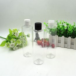 30X200ml Empty Transparent Cosmetic Bottle With White Flip Top Cap 200cc Refillable Plastic Container Clear Lotion Bottles Lids
