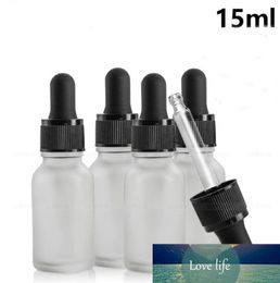 Factory Price 1/2 Oz Empty 15ML Glass Dropper Bottles Refillable Bottles With Glass Eye Dropper For Essential Oil With Black Lids