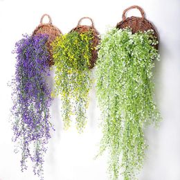 Decorative Flowers & Wreaths Flone 105cm/80cm Artificial Plants Wall Hanging Plastic Rattan Fake Vines Willow Branch Home Decor Hanging1