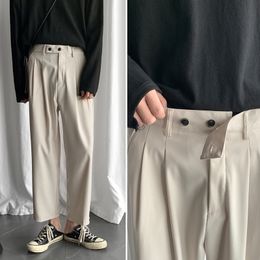 Men's Fashion Wide Leg Pants Male Leisure Casual Pants High-quality Grey/black/Rice White Color Loose Trousers Plus Size S-XL 201110