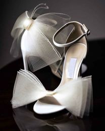 bronze NZ - Romantic & Elegant Aveline Sandals Shoes Women High Heels Mesh Bows Gladiator Sandalias Averly Stiletto-heel Lady Pumps -- Wedding Bridal Dress,Evening
