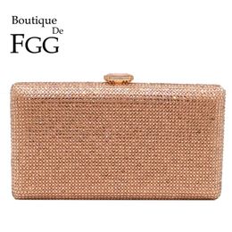 Boutique De FGG Champagne Crystal Clutch Evening Bags Women Minaudiere Bag Wedding Cocktail Dinner Ladies Handbags and Purses Y201224