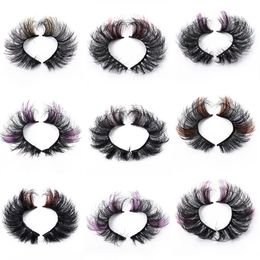 Coloured False Eyelashes 3D Fluffy Faux Mink Colour Eye Lashes Strip Wipsy Multicoloured Fake Lash for Daily Christmas Cosplay Party Makup Colourful Lashes on the End