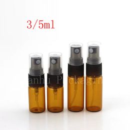 3ml 5ml Brown Mini Glass Spray Bottle Sample Mist Sprayer Perfume Display Container Refillable Atomizer Vial 100pc/lot