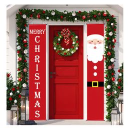 Christmas Door Curtain Couplets Banner Outdoor Merry Christmas Decoration Flags For Home Xmas Hanging Ornaments New Year Gifts DBC BH4360