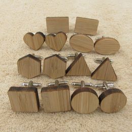 Cuff Link And Tie Clip Sets Geometry Wood Men's Cufflinks Blanks Links Wooden Jewellery Accessory1