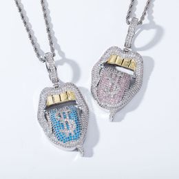 High Quality Iced Out Cubic Zirconia In My Bag Pendant Necklace Colours Stone With 4mm Tennis Chain