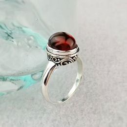 Real Pure Ring 925 Sterling Silver Red Garnet Women Jewellery Natural Stone Beautiful Fine Jewellery Anello Donna J0112