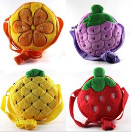 Cute fruit plush shoulder bag children snack cross body bag cartoon toy baby school bag kindergarten kids key money storage bags