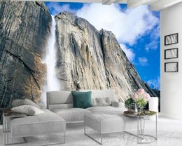 Custom Luxury 3d Wallpaper 3d Modern Wallpaper Beautiful Alpine Waterfall Romantic Landscape Decorative Silk 3d Mural Wallpaper