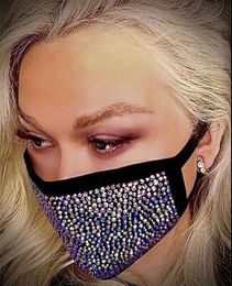 Rhinestone diamond Face Mask Adult Fashion Face Mask Heart Shaped Dustproof Washable Reusable Bling Mouth Masks