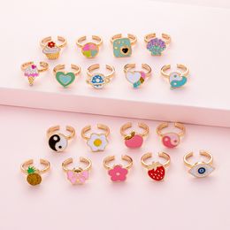 Anxiety Fidget Ring Jewellery For Girl Children Spinner Spiral Adjusttable rings Rotate Freely Anti Stress Toy Gift butterfly sunflower panda animal flower