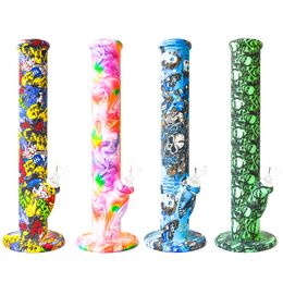 14 inch Silicone Water Pipe Hookahs Recycler Bubbler with 14mm bowl hookah shisha straight tube bong recycler dab rig