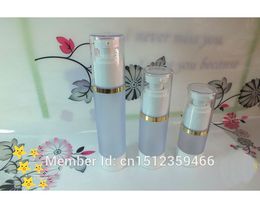 15ML30ML50MLFrosted Airless Bottle With Round Mouth Silver And Gold Edge,Plastic Cosmetics Packaging20 Pieces/Lot