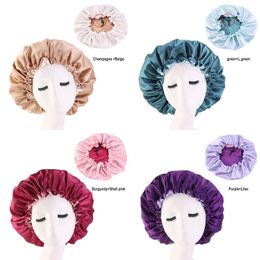 Round Silk Satin Bath Hat Wide Brimmed Hair Bonnets Head Wrap Adjustable Buckle Double Sided Women Bathroom Fitted Hats 6 66ba G2