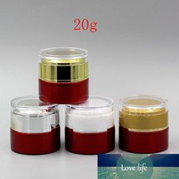 20g 24pcs Empty Red Glass Cream Container Cosmetics Skin Care Cream Jars Acrylic Screw Lid Glass Pot Coloured Glass Tin