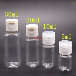 50pcs 5ml - 100ml Plastic PET Clear Flip Lid Lotion Bottles Cosmetic Shampoo Sample Containers Travel Liquid Refillable Vialsshipping