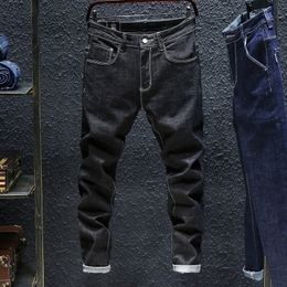 Autumn Winterr Black and Blue jeans men denim trousers male high quality slim fit jean brand Plus Size 40 42 44 46 201120